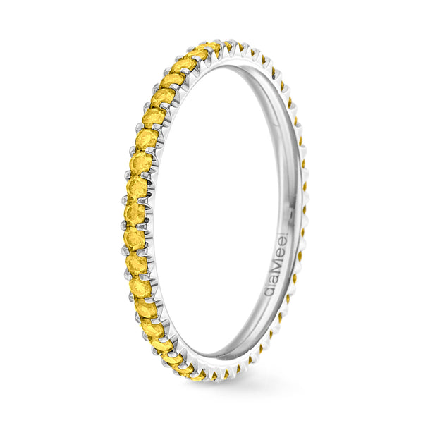 Prestige anillo de zafiros amarillos engastado con 2 puntas - circunferencia total 1,5 mm / 0,50 quilates