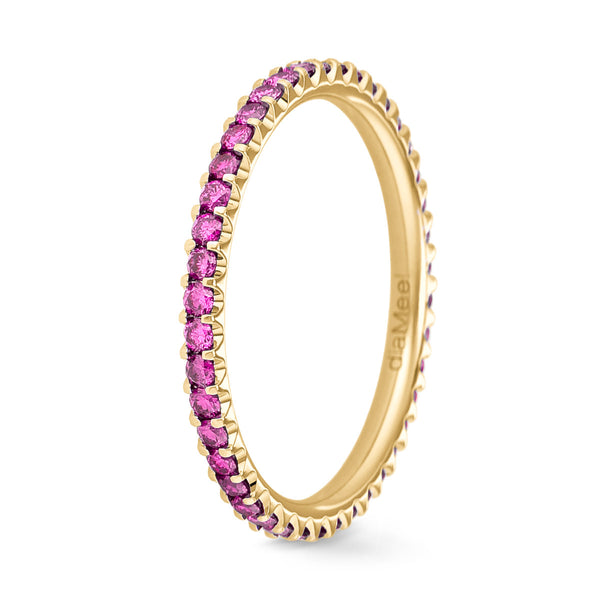 Ring Pink sapphires 4 grain-rail setting - Full turn 1.5 mm / 0.50 carat