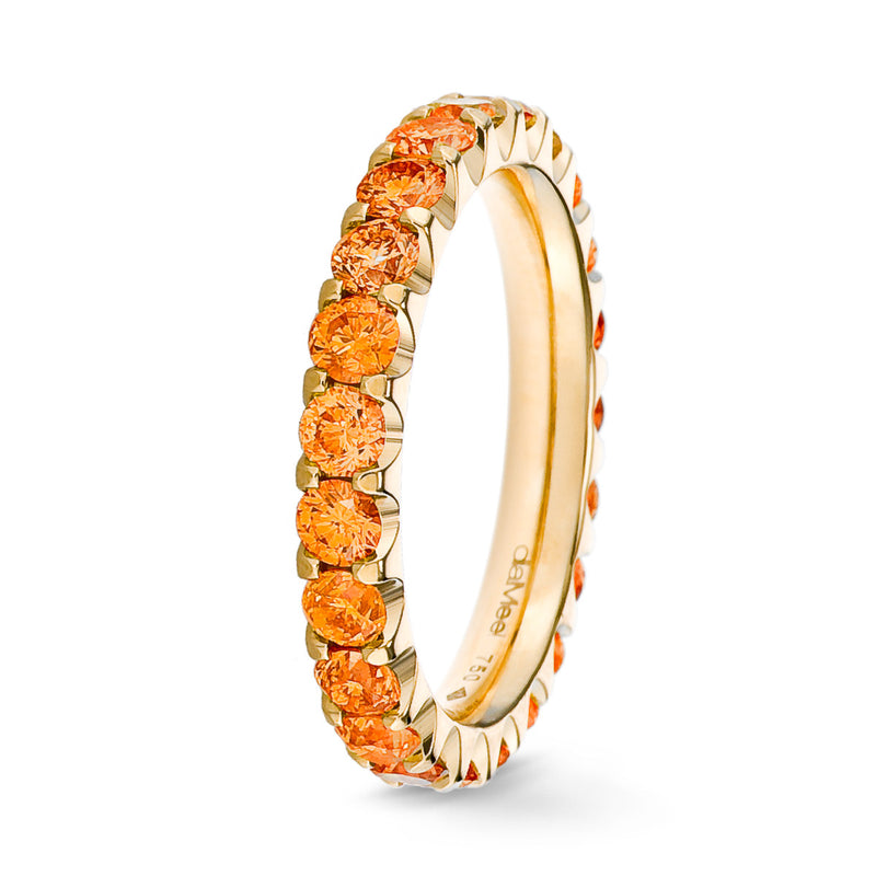 Serti 2 prongs Prestige Orange Sapphire Ring - Full Tour 2.5 mm / 1.50 carat