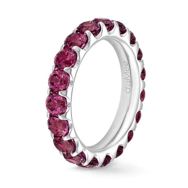 Rhodolite Ring Serti 2 prongs - Full turn 3.5 mm / 3 carats