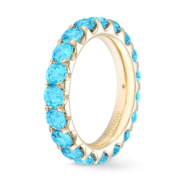 Paraïba blue topaz ring 2 prong setting - full circle 3.5 mm / 3 carats