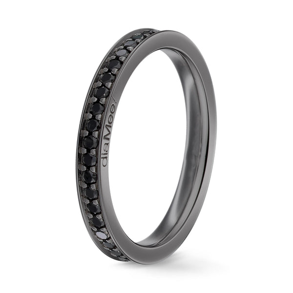 Eternity  channel set Black diamond ring -1.5 mm / 0.50 carat