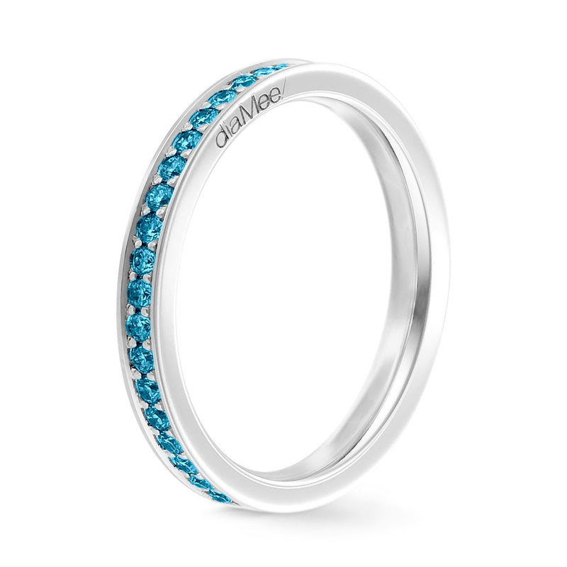 Ring Blue Diamonds Azur Serti 4 grain-rails - Full Circle 1.5 mm / 0.50 carat