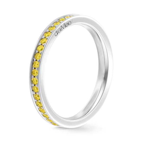 Yellow sapphires ring Set with 4 grain-rails - Full turn 1.5 mm / 0.50 carat