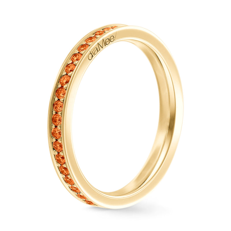 Orange sapphires ring Set with 4 grain-rails - Full turn 1.5 mm / 0.50 carat