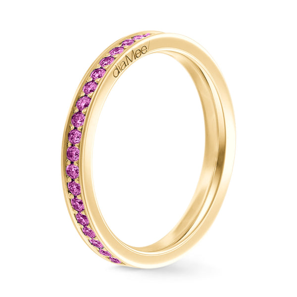Ring Pink sapphires 4 grain-rail setting - Full circle 1.5 mm / 0.50 carat