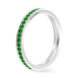 Tsavorites Ring Set with 4 grain-rails - Full turn 1.5 mm / 0.50 carat