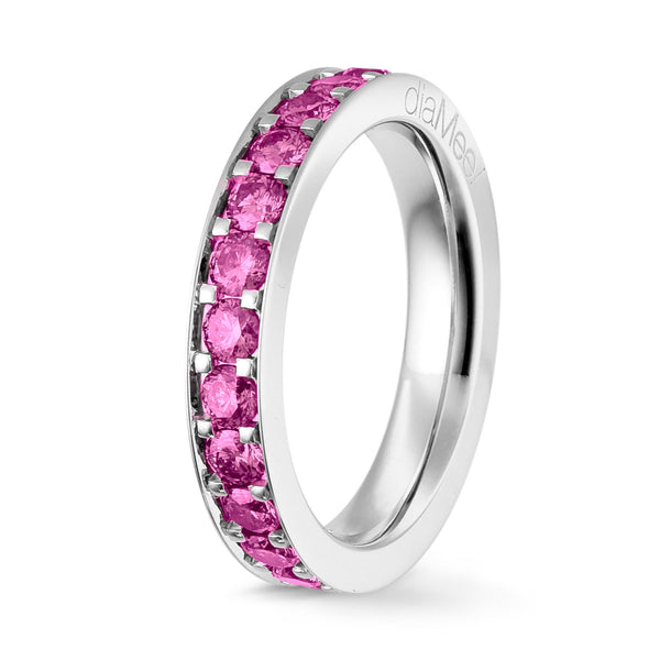 Ring Pink sapphires 4 grain-rail setting - Full circle 2.5 mm / 1.5 carat