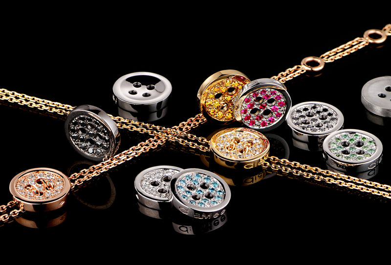 Botón de amor "Ultra femenino" Oro 750 + Diamantes + PULSERA DE ORO DOBLE